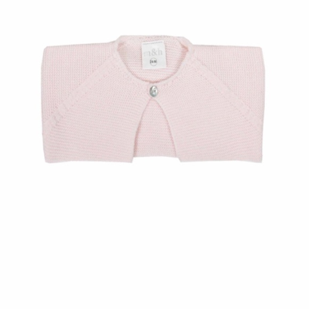 M&H Clothing Girl’s Pink Short Knit Cardigan with One Button Size 3 - Picture 2 of 2